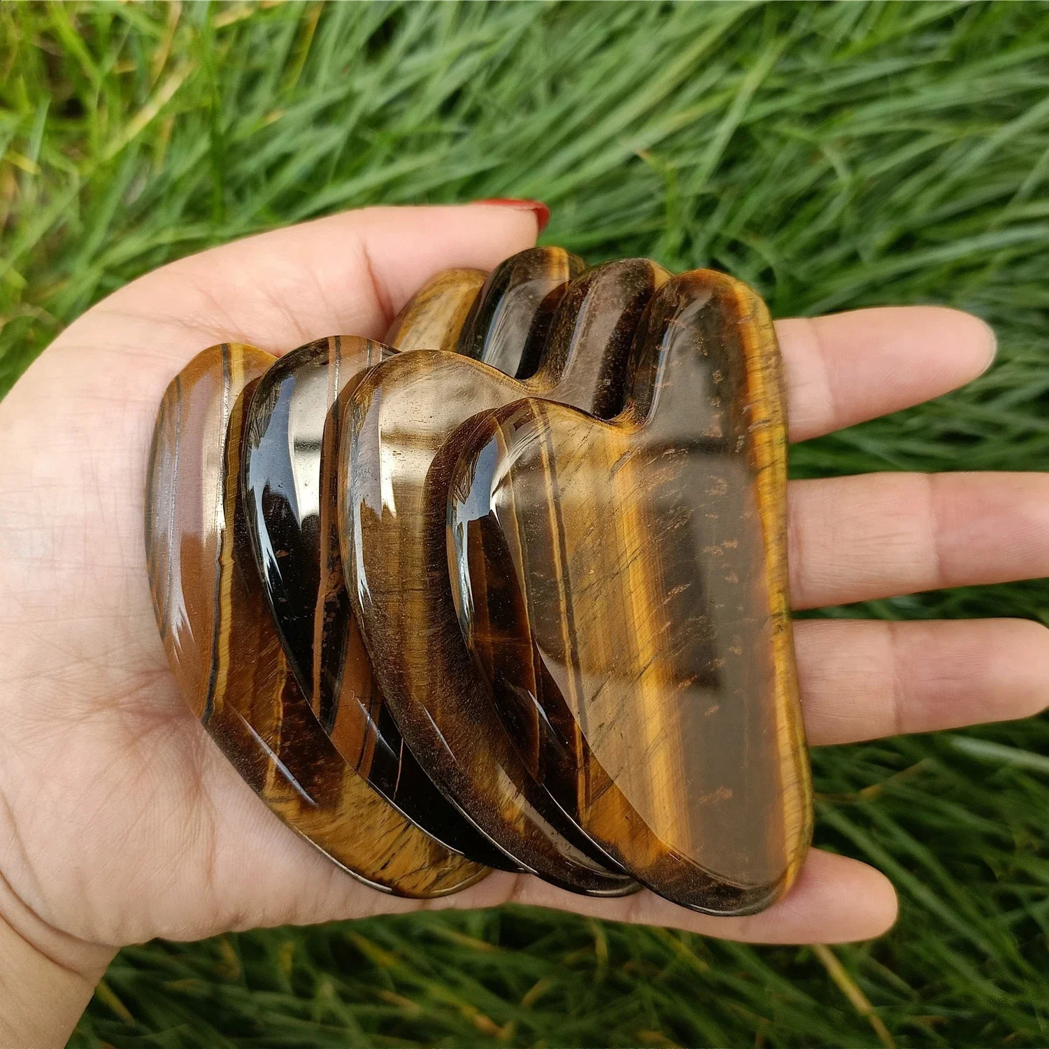Natural Tiger Eye Guasha Beautiful Massager Facial Scraping Tools Neck Face Scraper Massage Anti Wrinkle Relax Tool SPA Stone 241230