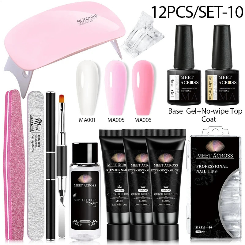 Poly UV Gel Kit All for Manicure Gel Nail Extension Set Slip Solution Builder Acrylic Gel Polish Nail Art Tool Fingertips 241230