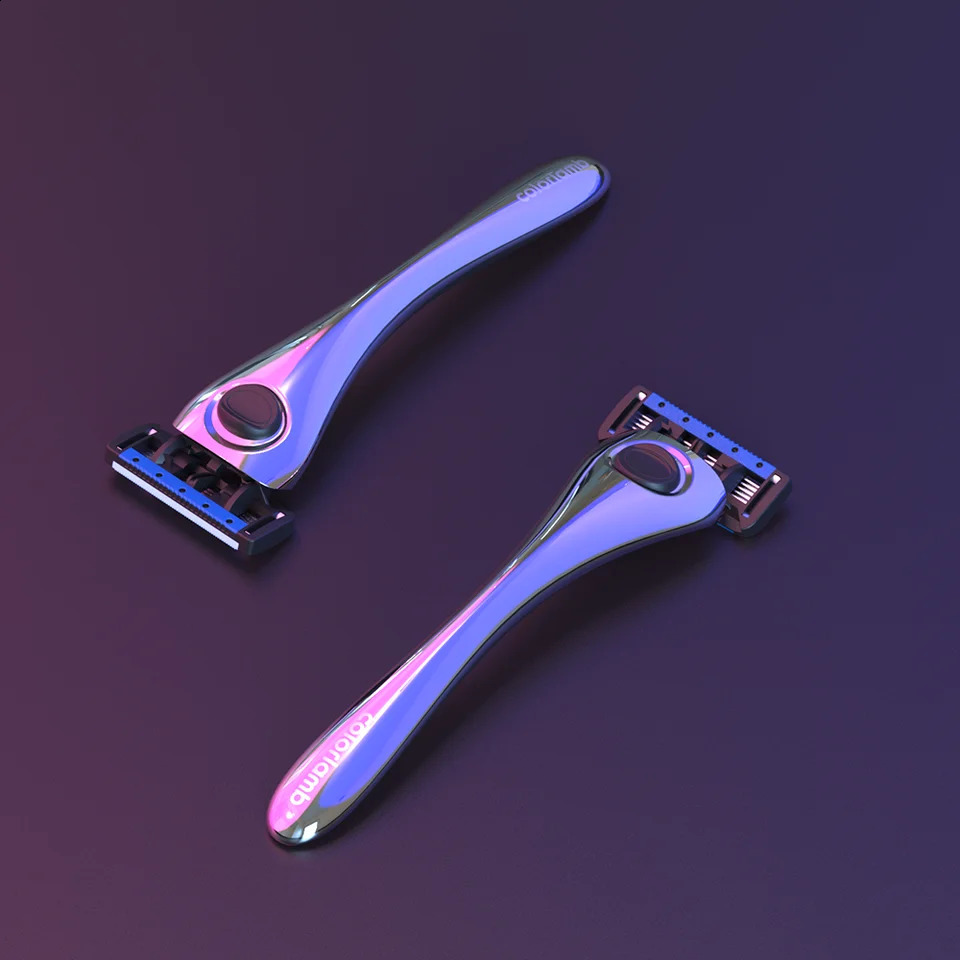 Colorlamb Silver Color Men Razor for Shaving Barber Tool Classy Manual Shaver with 2PCS 5 Layer Blades Cartridge 241230