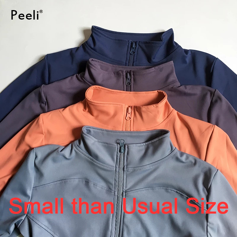 Peeli Long Sleeve Sports Jacket Women Zip Fiess Yoga Shirt Winter Warm Gym Top Activewear Running Coats Workout Clothes Woman