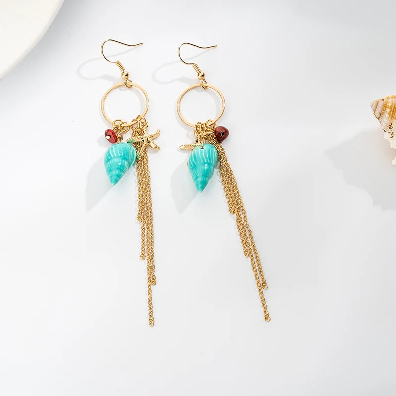 Conch Earrings Red Chunky Fashion Jewelry Accessories Sparkling Korean Style Green Long Studs Hook 241226