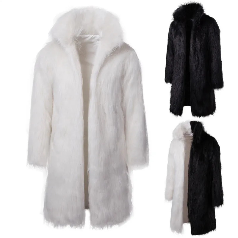 Mens Winter Clothing Fur Coat Quick Sale Black and White Fashion Personality Casual Long 241224Z
