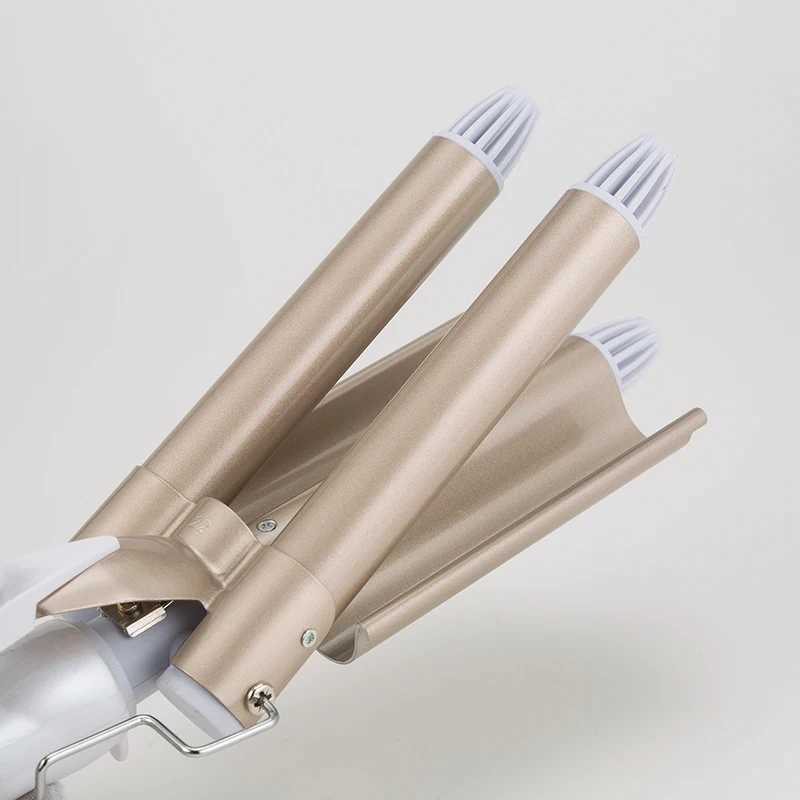 110-220 Kemei Ceramic Three Barrel Curler Professional Curler Iron Curler Styling Tool W241231