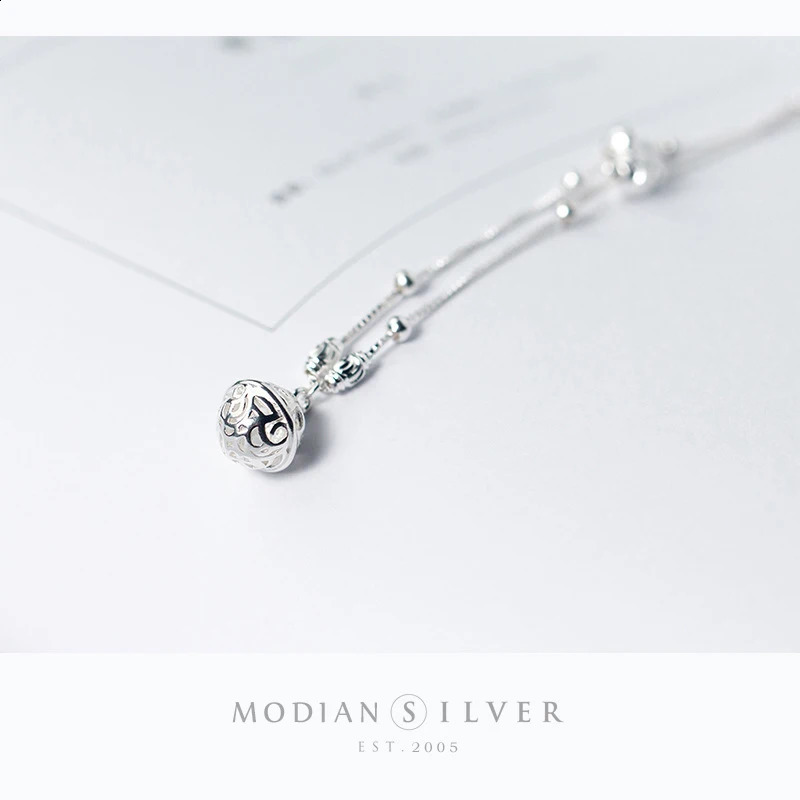 Modian Minimalism Bell Beaded Ball Anklet Bracelet For Women 925 Sterling Silver Chain Link Foot Leg Fine Jewelry 241226