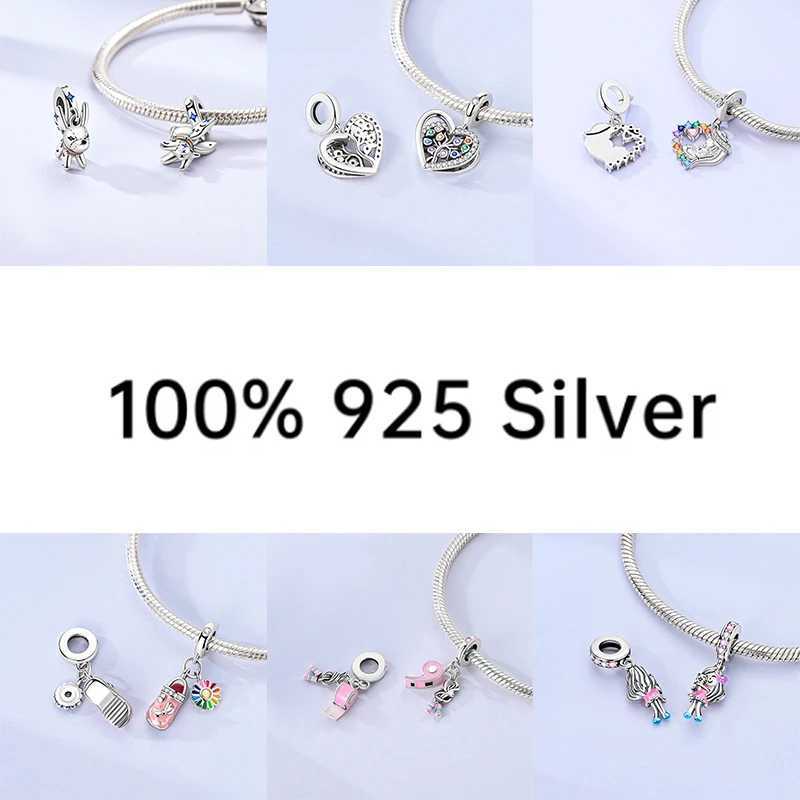 New Charm Beads 925 Pure Silver Glowing Gold Firefly Colorful Koi Fish Pendant Suitable for Original Bracelet DIY Womens Jewelry W241231