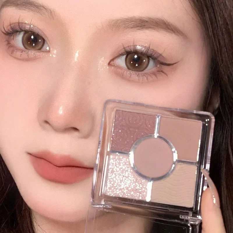 Five color eye shadow palette Earth color matte pearlescent eye shadow waterproof silk bright eye shadow Korean cosmetics W241230