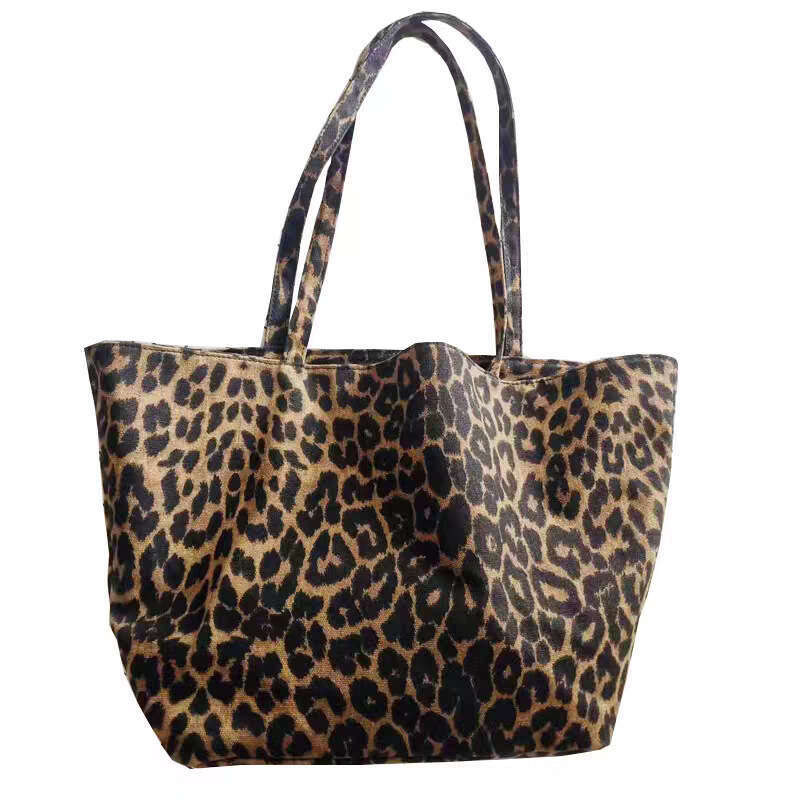 Women's New Large Capacity Tote Bag, Women's Leopard Animal Print Fabric, Single Shoulder Hand-Held Shopping Bags