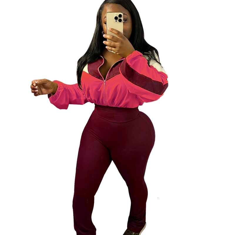 Women Tracksuits Two Pieces Set 2025 New Sports And Casual With Color Blocking Exposed Navel High Waist And Micro Horn 6 Colours