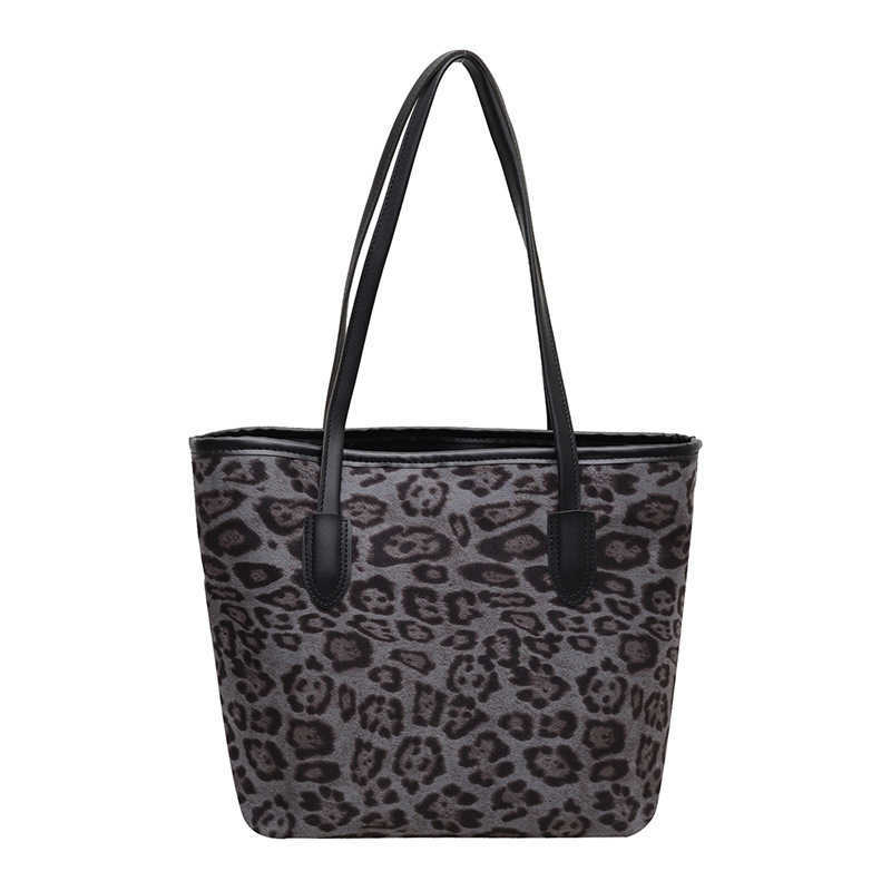 Autumn and Winter Large Capacity Leopard Pattern 2024 New Trendy Korean Fashion Casual Commuter Single Shoulder Tote Women's Bag 241231