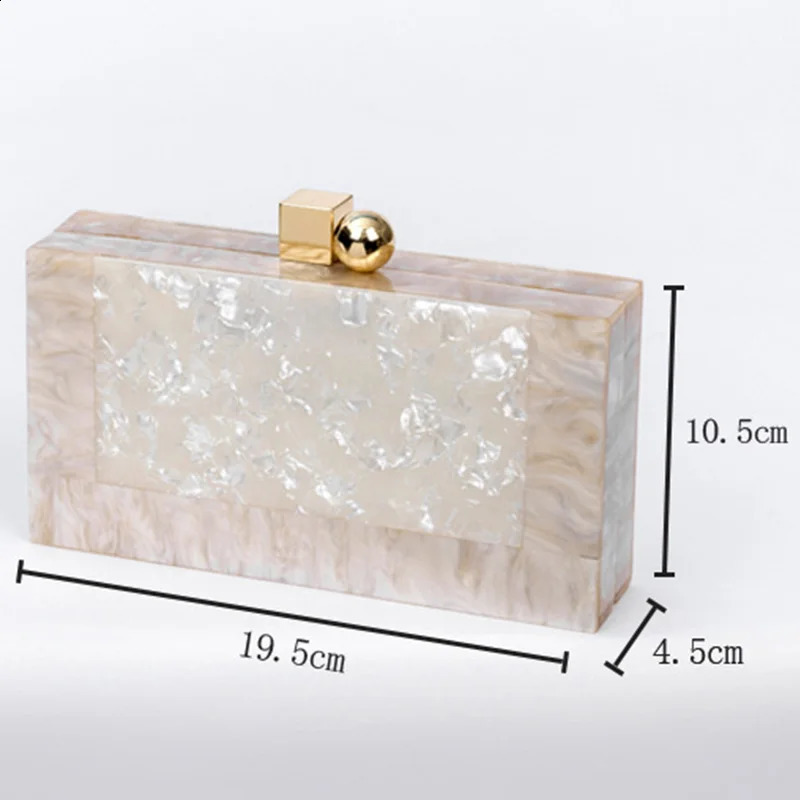 Womens Shoulder Clutch Evening Dress Wedding Summer Beach Party Acrylic Flip Cover Ice Crack 241231