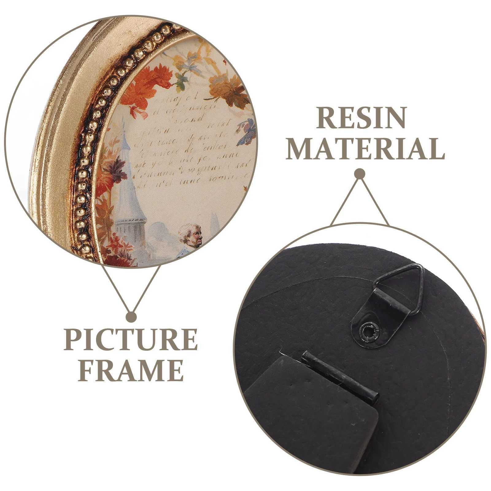 Frames Decorative Photo Frame Creative Bracket Picture Wall Oval Bedroom Home Gold Decoration Retro CL241231 H260306