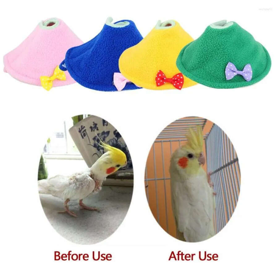 Bird Other Supplies Cute Parrot Collar Recovery Anti Biting Pecking Injury Elizabeth Protective For Birds Cloak Pets Warm Clothes S