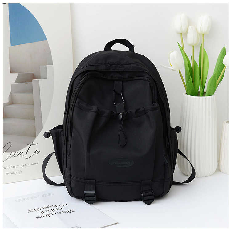 Korean version 2024 new nylon backpack for female college students, middle and high school students, large capacity solid color backpack, backpack 241