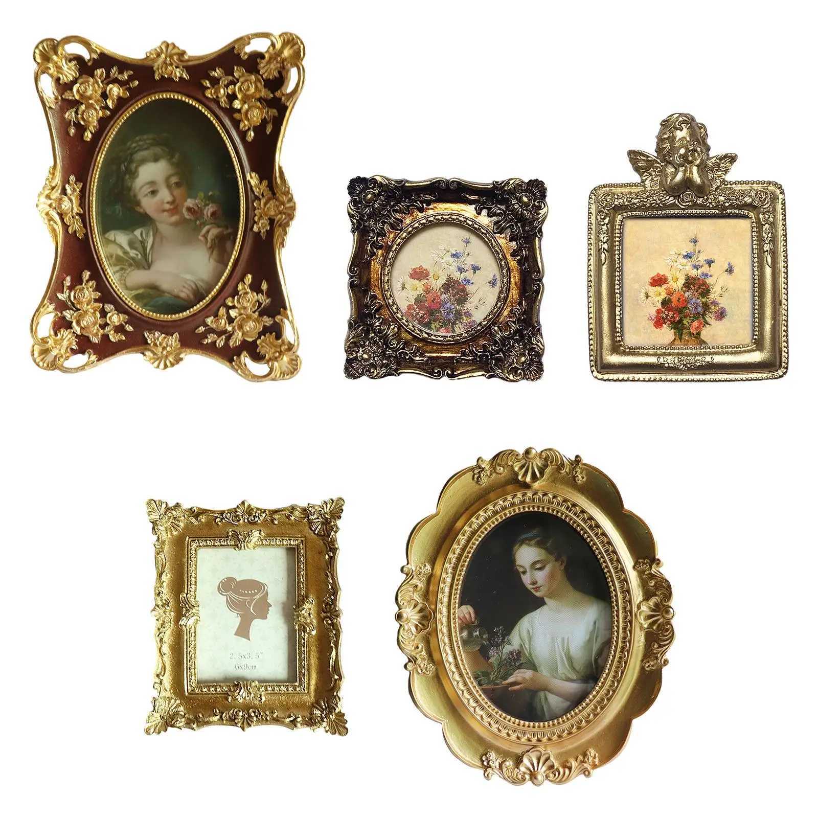 Frames Antique style photo picture frame display card with glass front used for living room office bedroom home decoration and family gatherings CL241