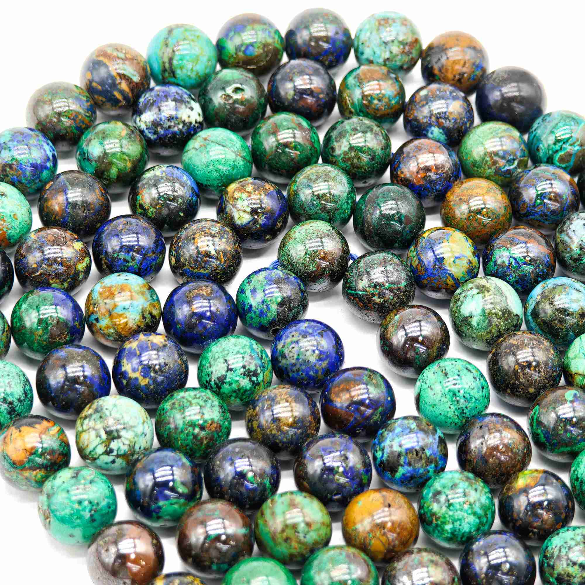 100% natural stone natural phoenix Chrysocolla lis lapis lazuli smooth round loose beads used for jewelry making design DIY W241231