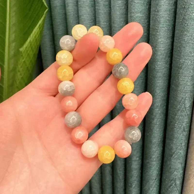 Crystal Colored Bracelet Natural Quartz Amethyst Fluorescent Bead Sweet Spirit Constant Energy Chain Bracelet Jewelry W241231