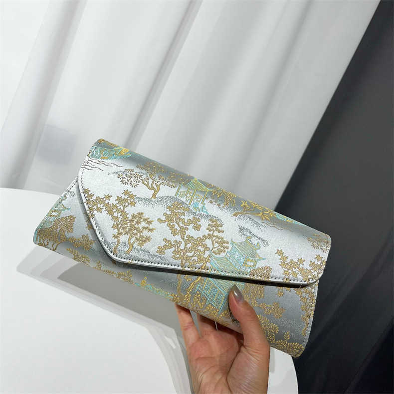 wallet printed handbag for dinner, paired with antique qipao party bag Xiangyunsha women's bag 241215