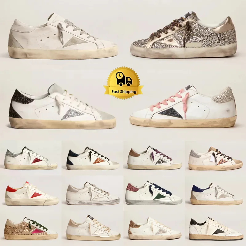 2025 Designer Shoes Loafers Sneakers Super-stars Shoes Leather Italy Vintage Dirty Old Shoe Women Men Black White Ball Casual Star Trainers Size 35-46