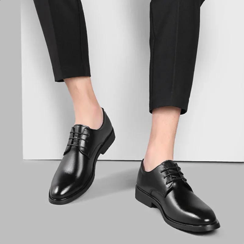 Business Official Dress Shoes Man Leather Casual Social Shoe for Men Legitimate Gentleman Clearance Black Italian Not Suit 241231