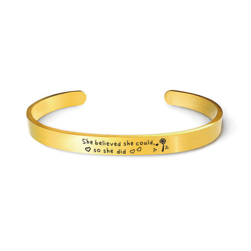 Stainless Steel Inspirational Cuff Bangle Bracelet Best Wishes Friendship Bracelet Bangle Personalized Letter Word bracelets for Women Men Lovers Jewe