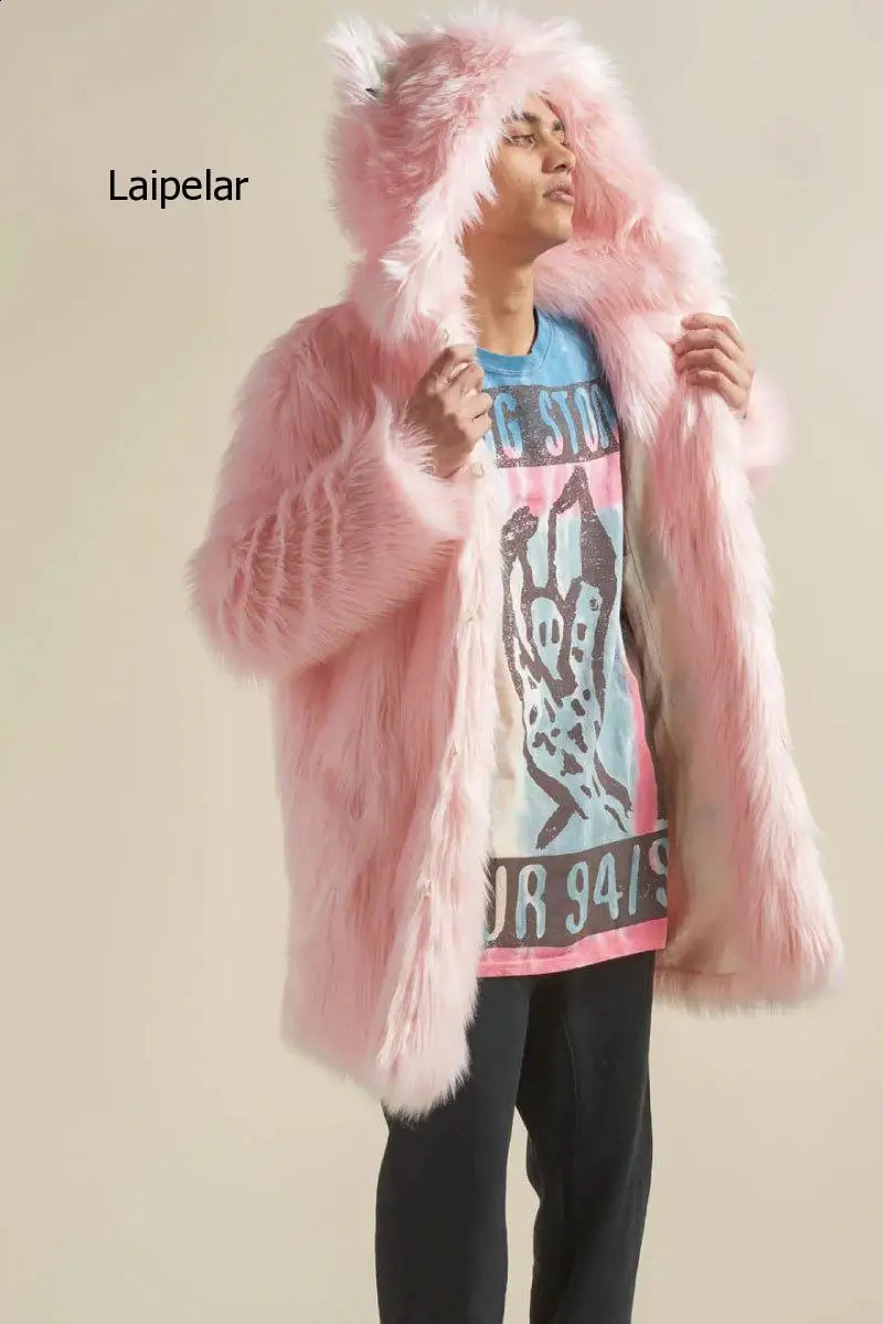 Casual Fur Jacket Coat Mens Winter Warm Mink Coats Long Solid Color Parkas Outerwear 241224