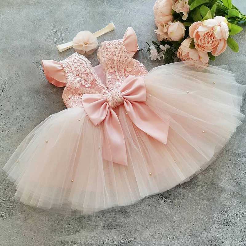 Baby girl bow red lace embroidery Tutu girl dress 1 2 3 4 5th birthday party toddler flower wedding dress W250111