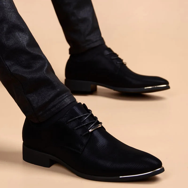 Business Men Leather Shoes Fashion Formal Dress Shoes Men Breathable Pointed Toe Office Wedding Shoes Flats chaussure homme 241231