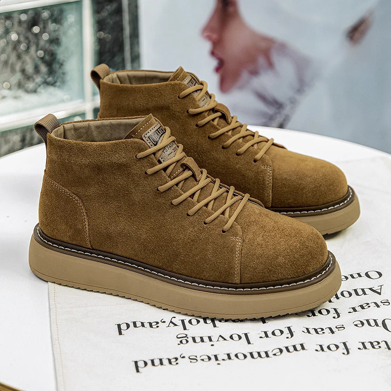 British Style Men Genuine Leather Boots Casual Antiskid Outdoor Oxfords Shoes Vintage Classcis Round Toe Boots Lace-up Boots 241231