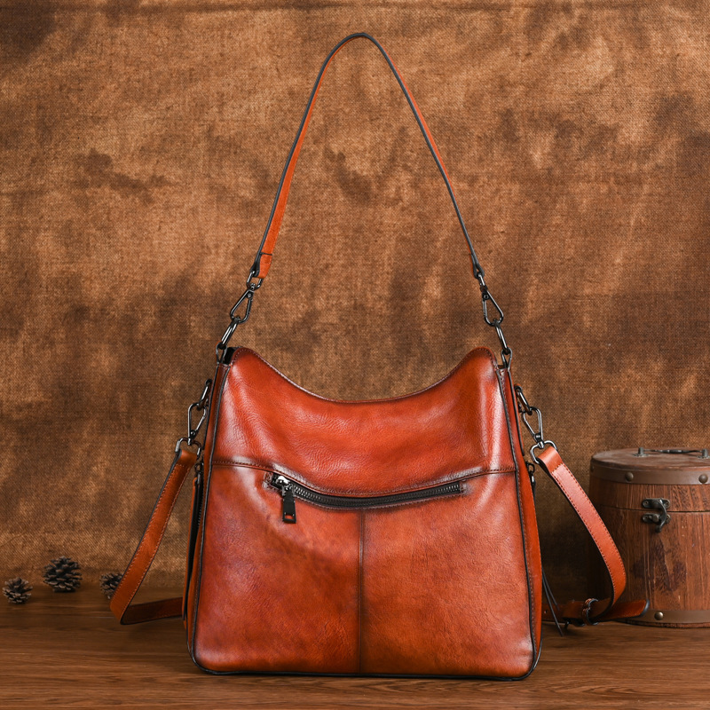2024 New Trendy Top layer Cowhide Women's Large Capacity Soft Leather Crossbody Shoulder Underarm Bag