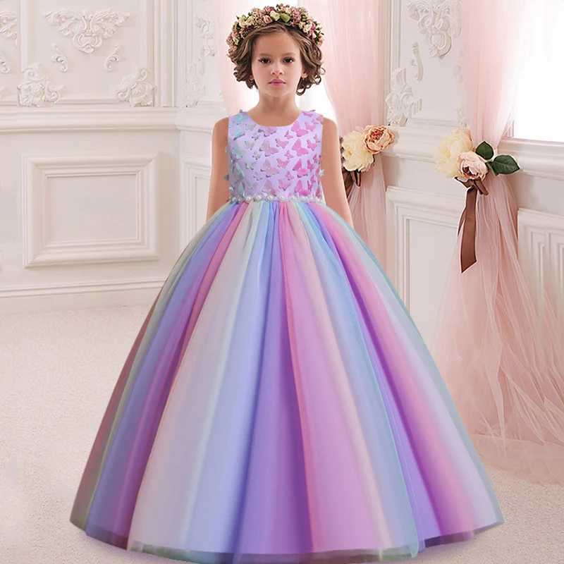 Girl Sleepless Flower Girl Wedding Dress Pearl Embroidery Long Dress Girl Dance Performance Model Walking Art Dress W241231