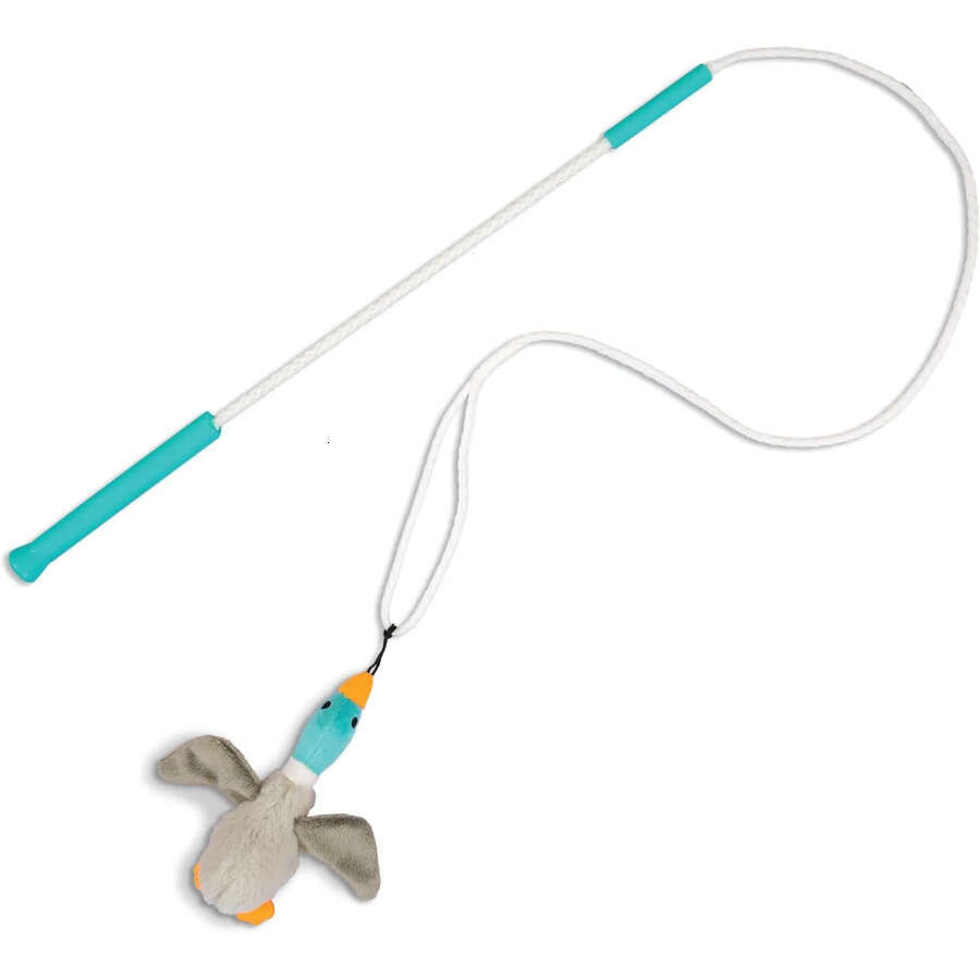 Teaser Tail Interactive Dog Wand Toy, Squeaky Plush Toy Included, Multicolored