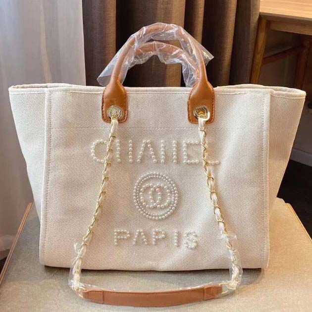 Designer Bag Tote bag Luxury Beach Bag Classic Canvas Letter Bag Pearl Decoration Large Capacity Bag Quality Shopping Bag Outdoor Items Can be Used in School Commute