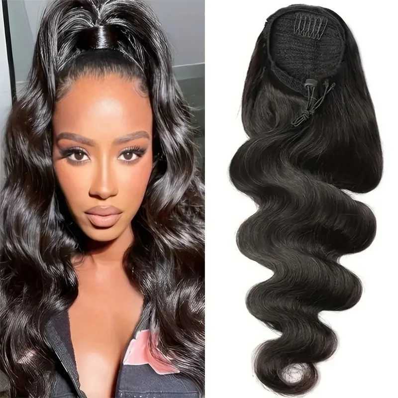 00G/piece body wave human hair brushed ponytail extension Remy hair natural ponytail clip female hair extension W241230