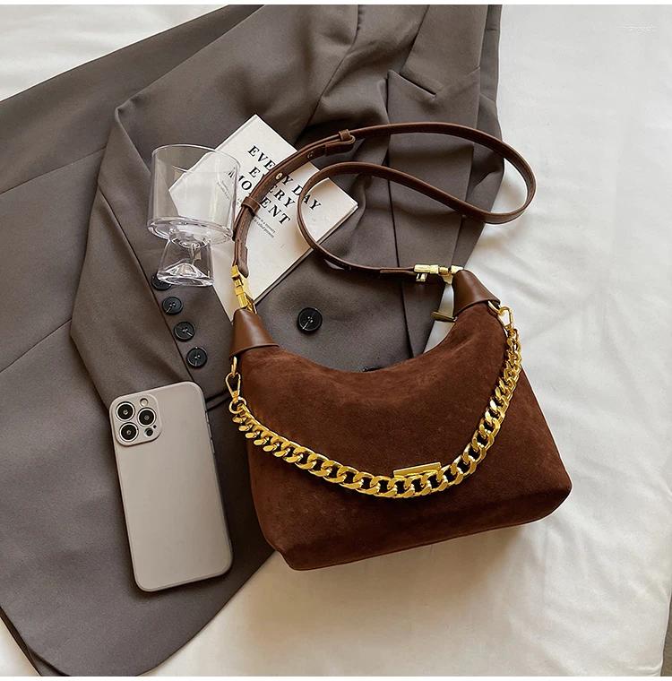 Totes Trendy Retro Crossbody Bag Suede Leather Shoulder Bags Women Tote Ladies Handbags And Purses Autumn Vintage Hobos Dumpling