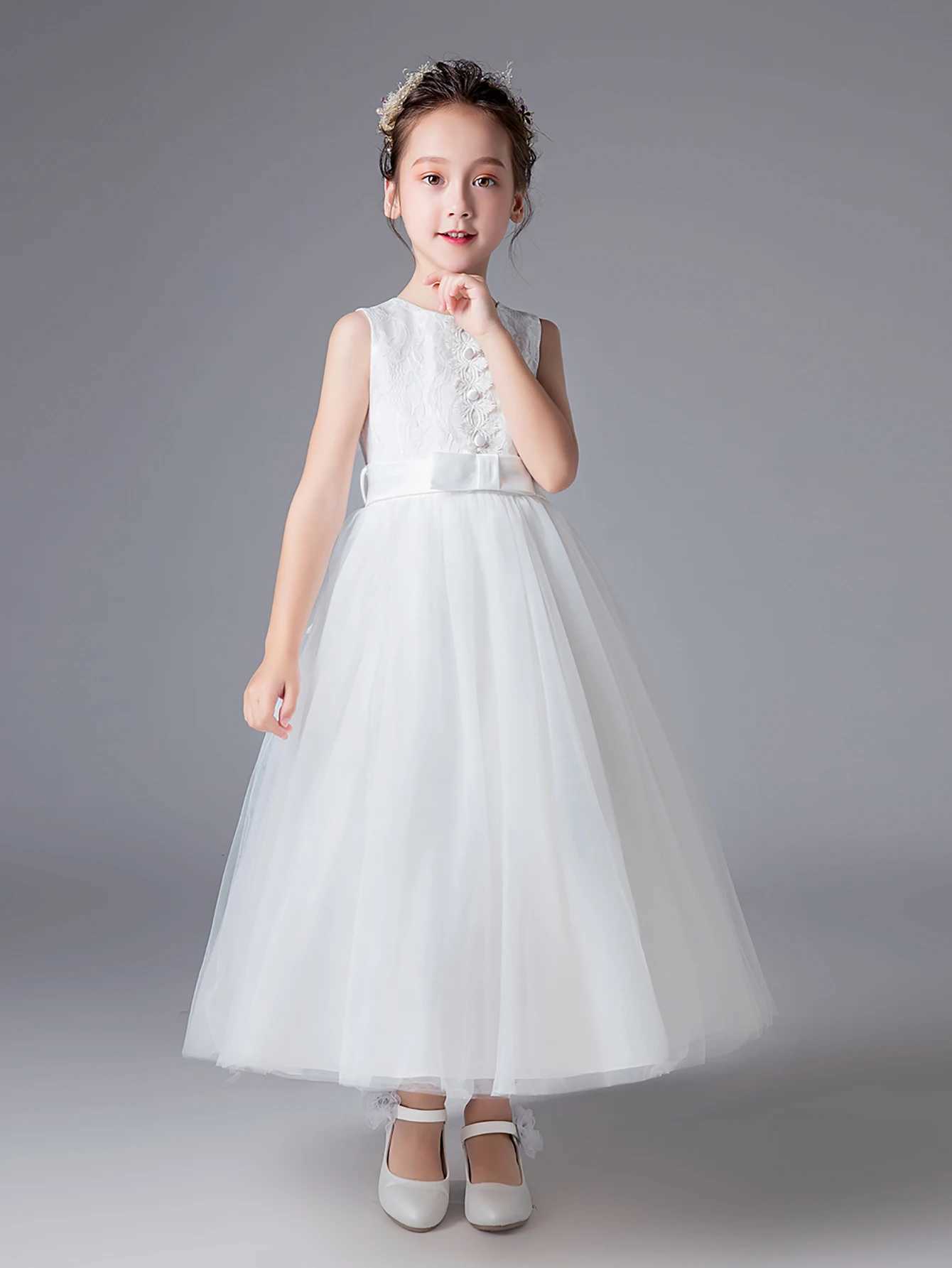 Lace Girl Wedding Dress Embroidery Birthday Par Dress Childrens Decorative Dress W241231
