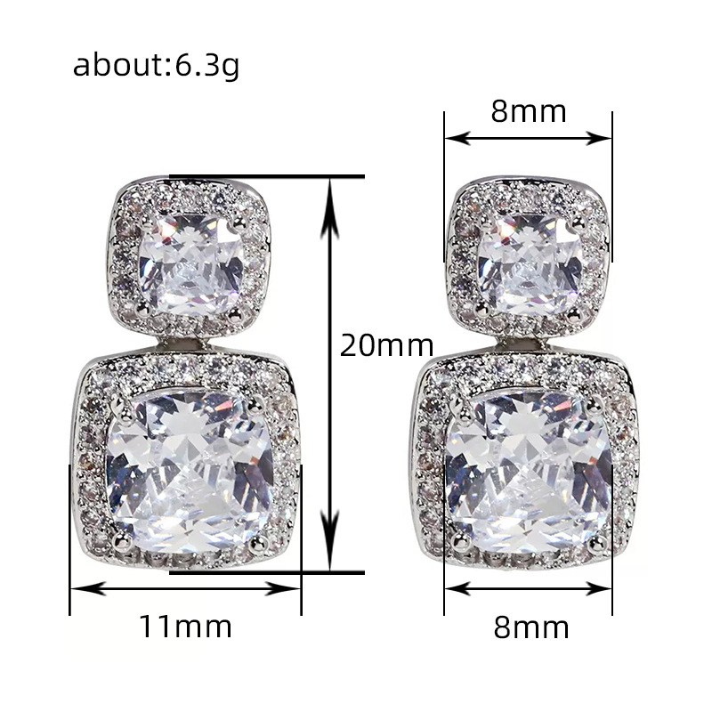 Choucong Ins Top Sell Dangle Earrings Luxury Jewelry 925 Sterling Silver Cushion Shape 5A Cubic Zircon CZ Diamond Gemstones Party Elegant Women Drop E