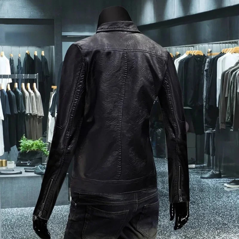 Mens Genuine Leather Jacket Casual Style Vintage Slim Fit Smooths Your Silhouette Cool Blazer For Autumn Winter 241230