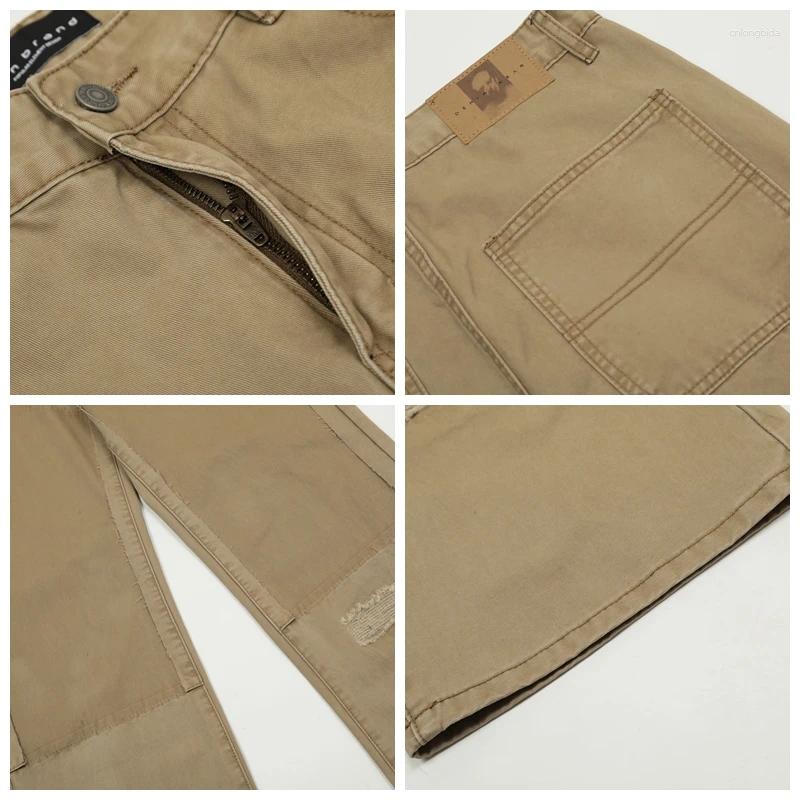 Men's Distressed Patchwork Jeans Straight Leg, Ripped, Washed, Baggy - 2024 Streetwear Style