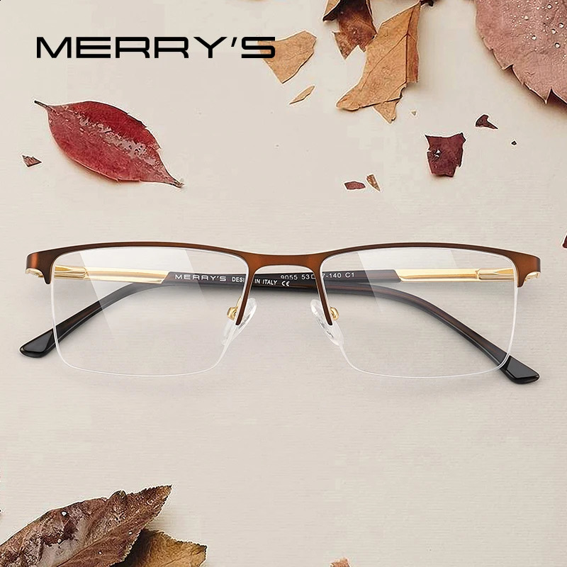 MERRYS Men Glasses Frame Male Square Half Optical Ultralight Business Style Myopia Prescription Alloy Eyeglasses S2055 241230