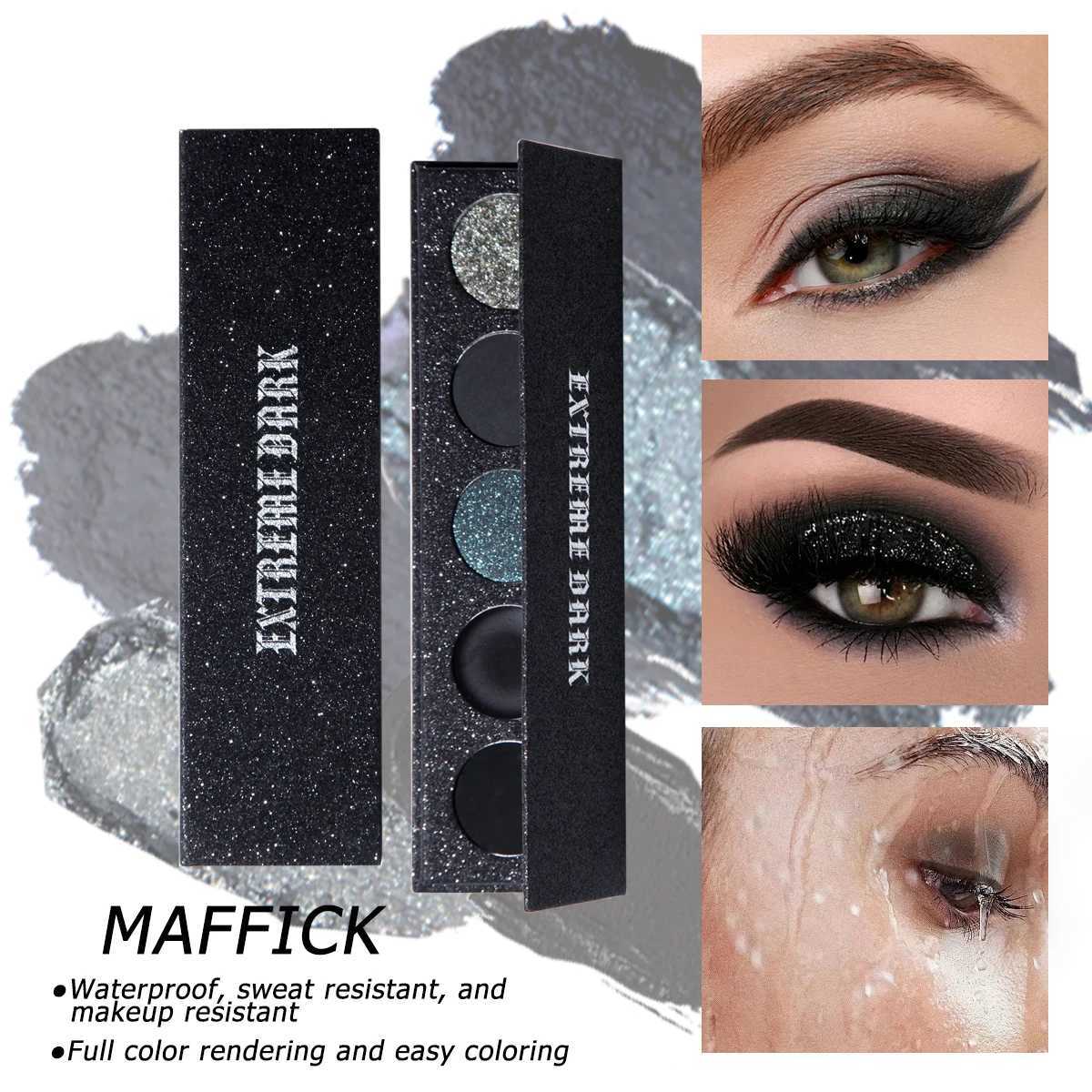 MAFFICK 5-color ultra black eye shadow tray black eye shadow powder blusher cream temperature change makeup Halloween party makeup W241230