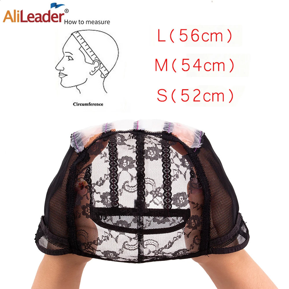 Alileader 5Pcs Black Beige Lace Wig Caps With Gummed Paper Adjustable Straps Swiss Lace Hairnet For Women Easy Weaving Wig Caps 241230