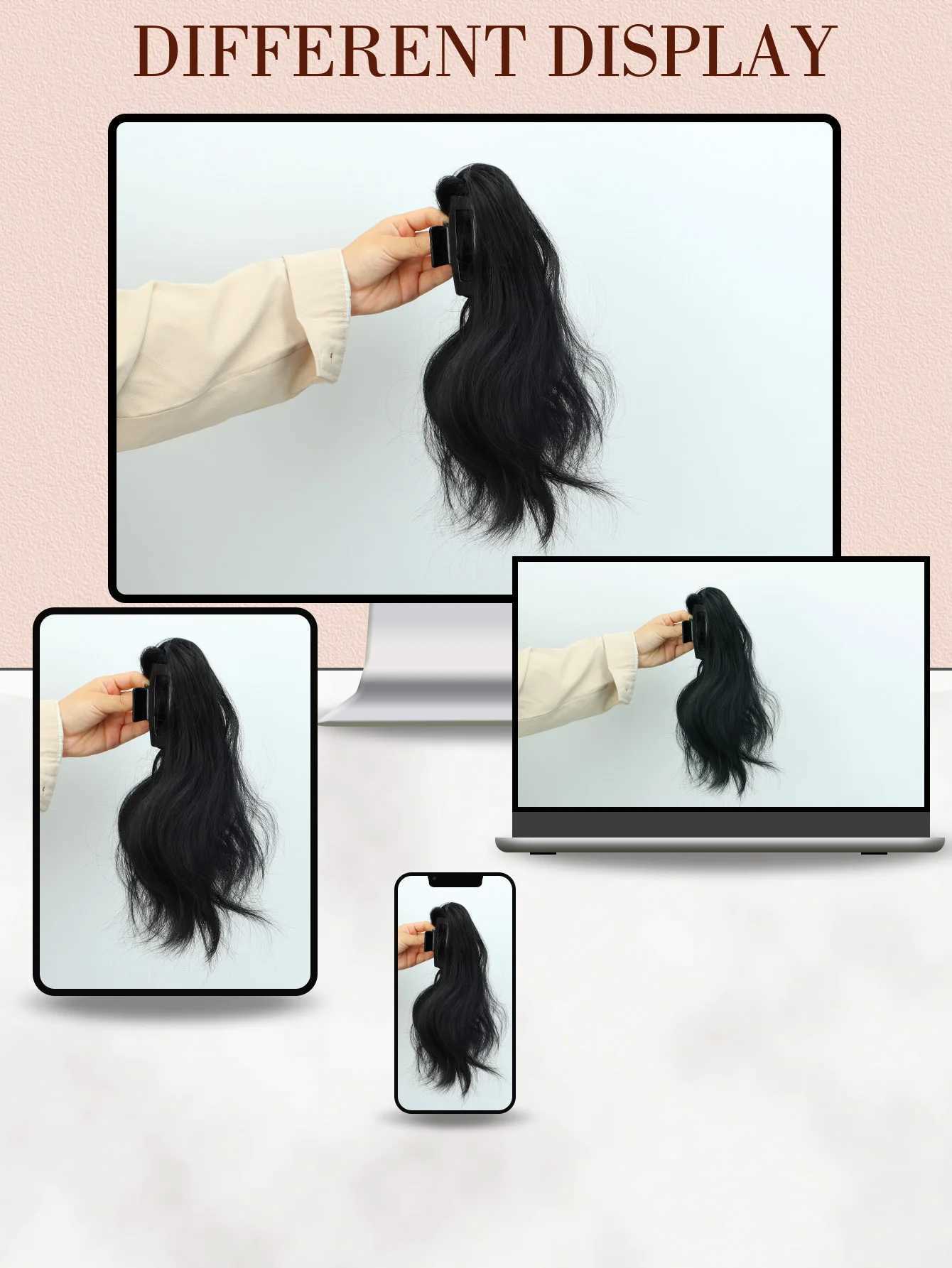 Claw ponytail long curly wave ponytail synthetic clip style hair extension elegant and natural appearance for daily use hair A W241230