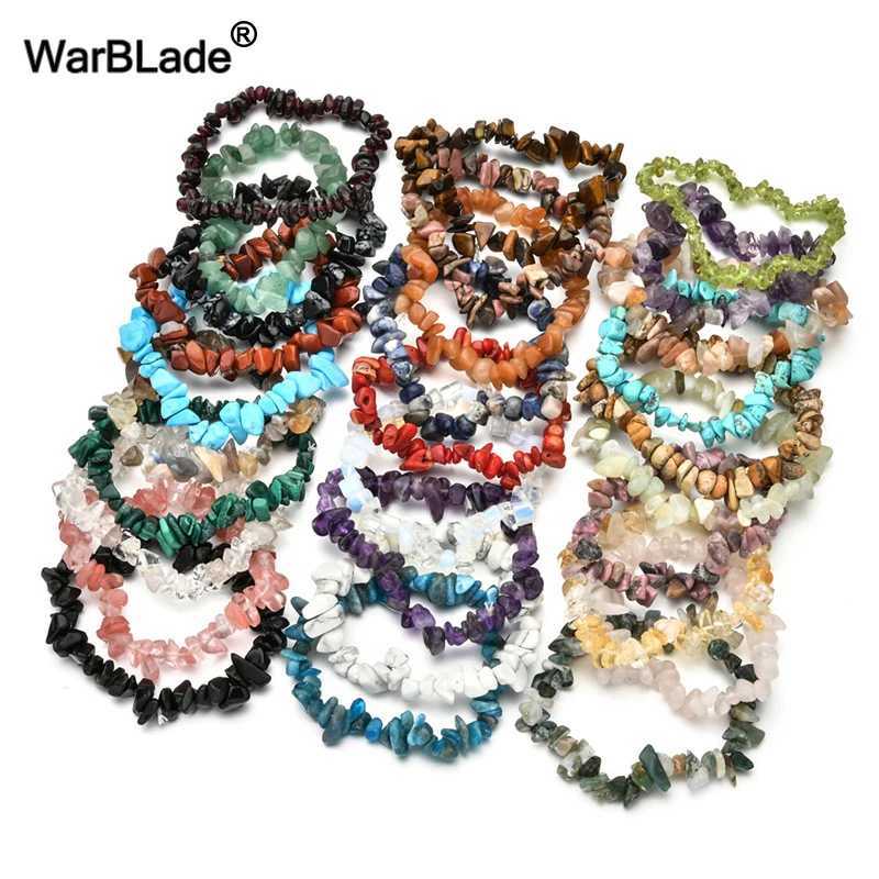 Natural gemstone bracelet amethyst irregular elastic chip bead gold quartz bracelet crystal wristband W241231