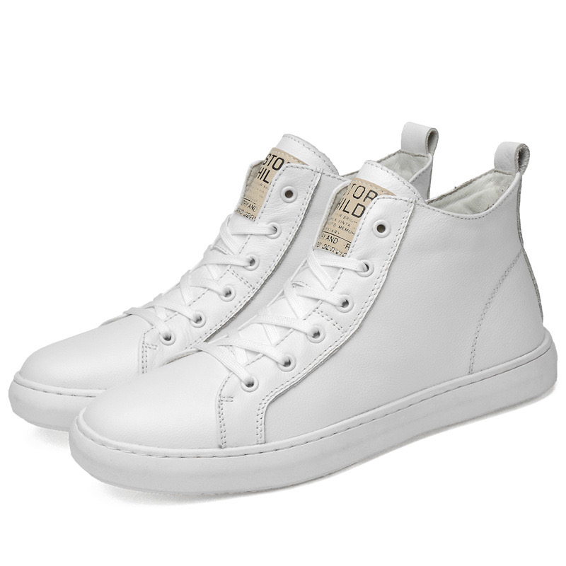 quality New High brand genuine leather simple white winter fashionable cotton men's outdoor hiking high top shoes ffcb