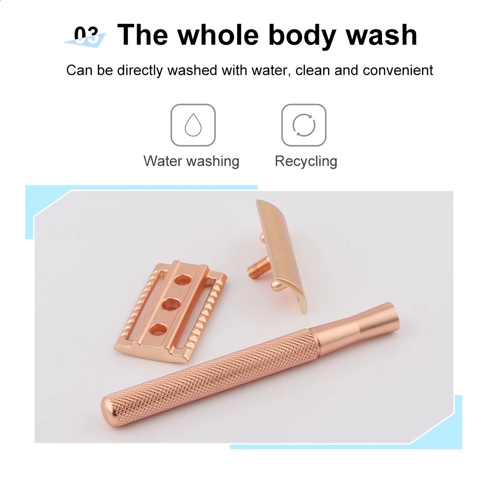 Classic Manual Shaver Aluminum Double Edge Safety Razor for Mens Shaving and Womens Hair Removal Tool With 10 Shaving Blades 241230