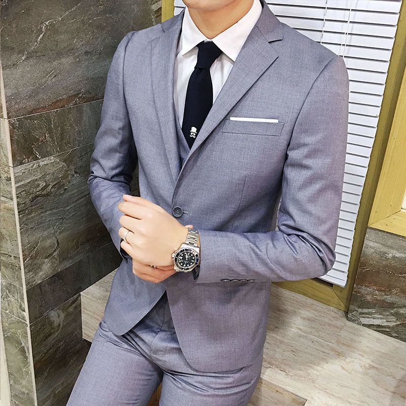 G1231Men's three-piece suits for wedding groom and groomsmen business casual formal wear Korean style