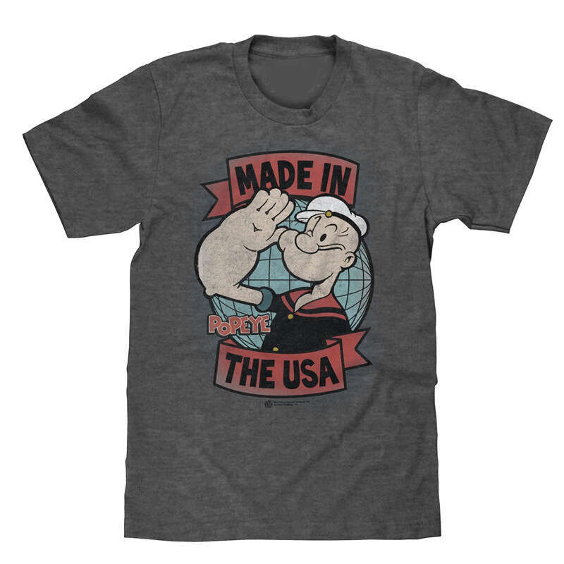 2024 New Popeye American Grey Casual Men's Digital Direct Spray Printed Short T-shirt