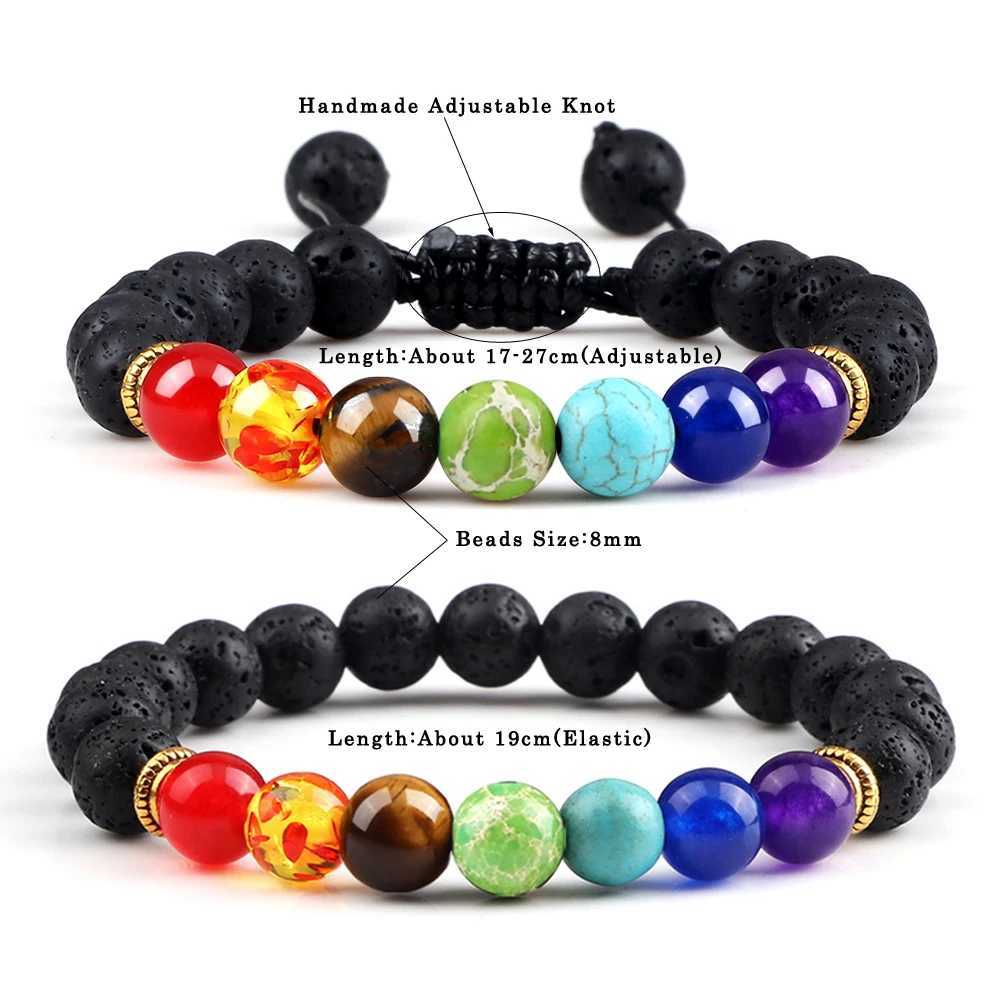 Mens 7-Chakra Bead Bracelet Tiger Eye Stone Chakra Prayer Charm Buddha Bracelet Adjustable Jewelry Gift W241231