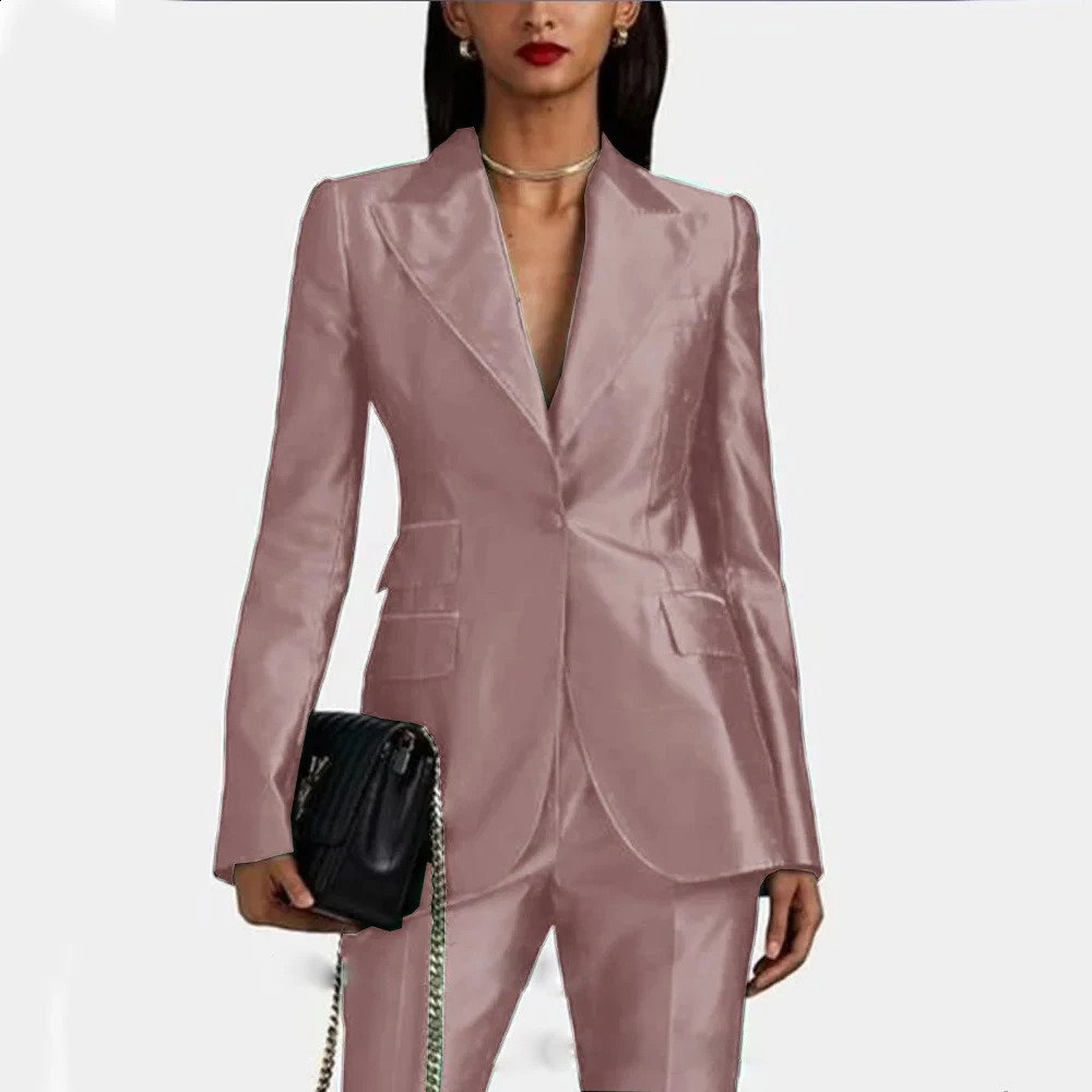 Woman Suit 1 Button Custom Dress Traf Set 2Piece Forged Cloth Slim Fit Birthday Party Blazer Set Evening Dresses Prom Robe 241231