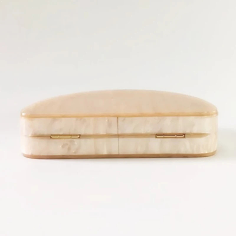 Acrylic Evening Bag Fashion Semicircle Chain Handbag Solid Champagne Clutch Purse Wedding Party Crossbody Wallet 241231